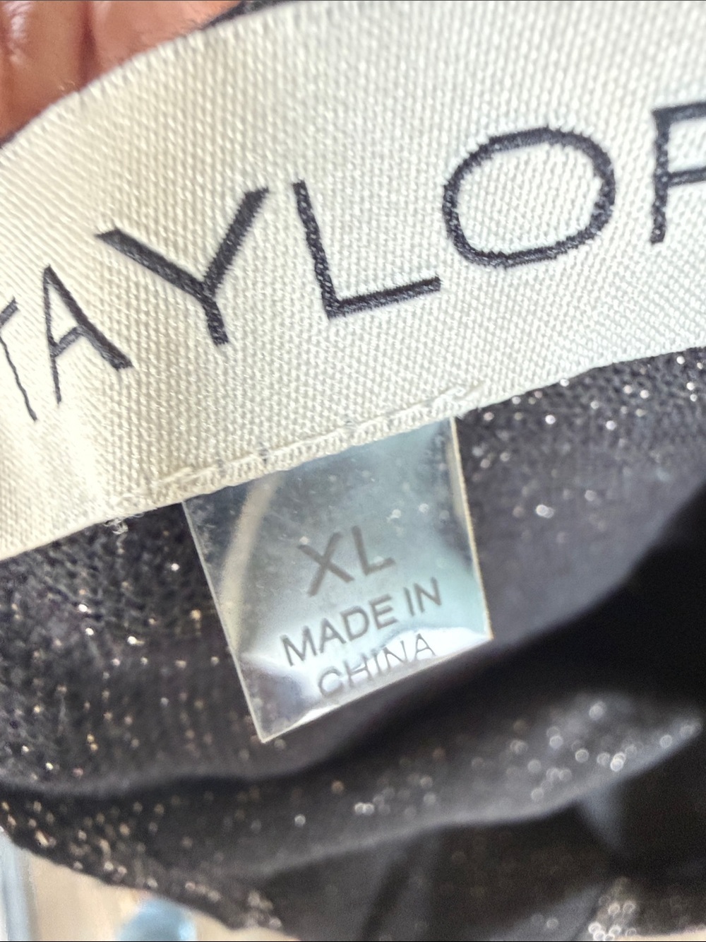 TAYLOR Black Metallic Shimmer Maxi Slip Dress XL Y2K Evening Party - Picture 9 of 14